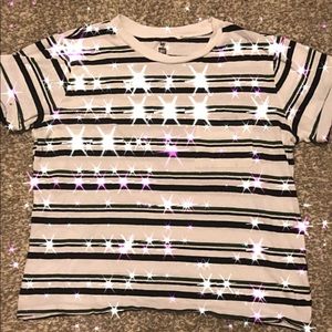 ✨black/green/white striped tee✨